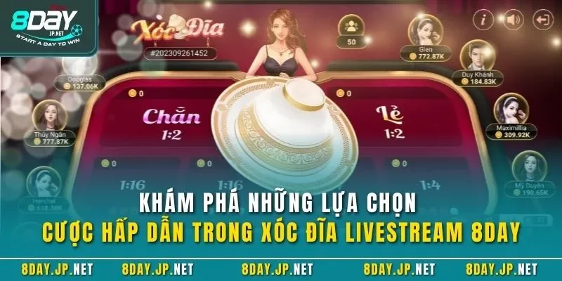 Khám phá những lựa chọn cược hấp dẫn trong xóc đĩa livestream 8DAY